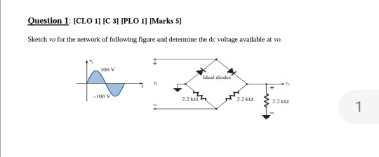 Solved Sketch Vo For The Network Of Following Figure And | Chegg.com