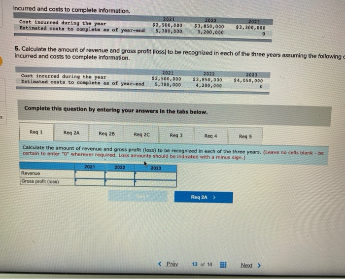 Solved Cost incurred during the year Estimated costs to | Chegg.com