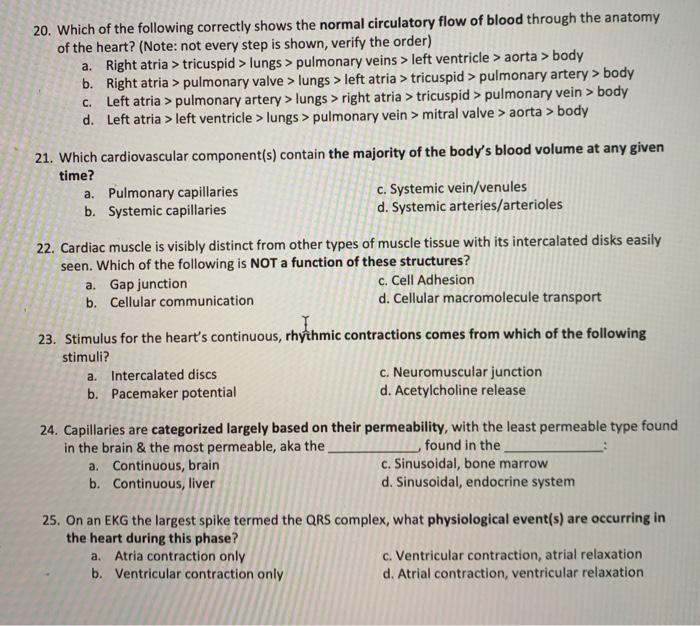 Solved 20. Which of the following correctly shows the normal | Chegg.com