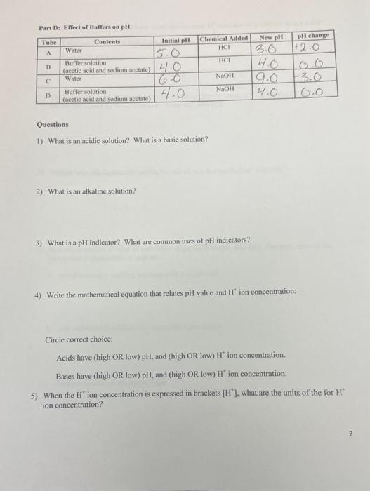 Solved Part A Color of Red Cabbage Indicator with pH