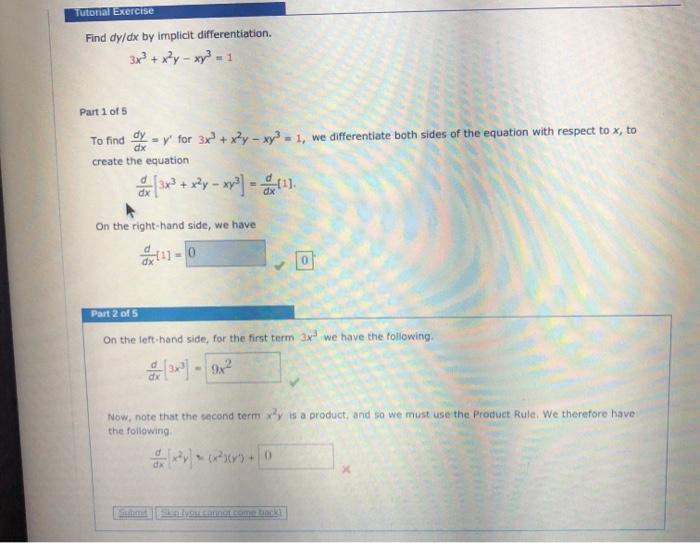 Solved Find Y By Implicit Differentiation 3x3 5y3 3