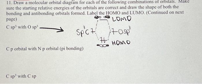 11. Draw a molecular orbital diagram for each of the | Chegg.com