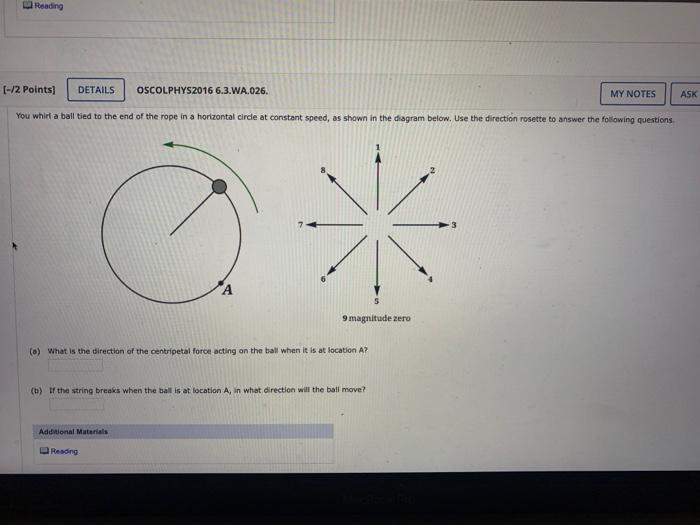 Solved Reading [ 2 Points] Details Oscolphys2016