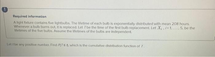 Solved Required information A light fixture contains five | Chegg.com