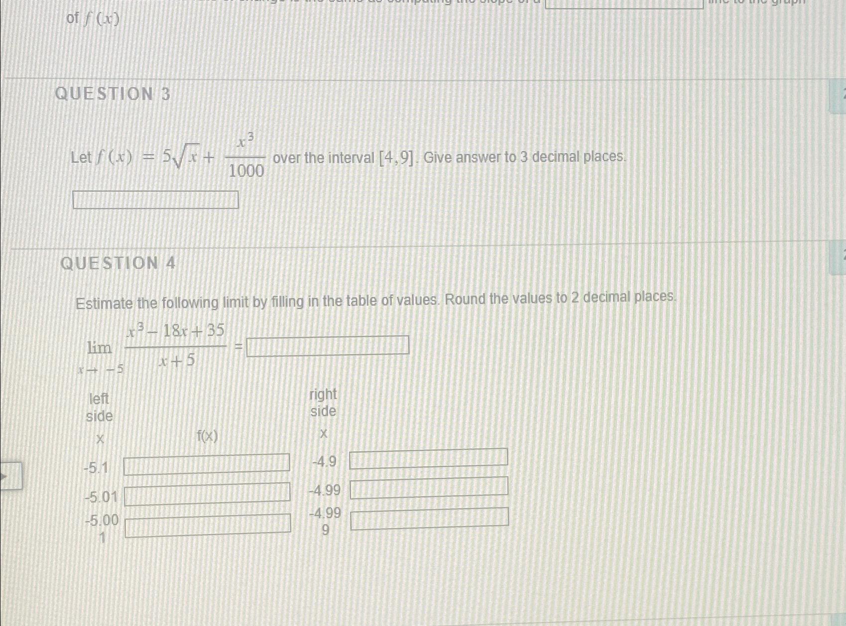 Solved of f(x)QUESTION 3Let f(x)=5x2+x31000 ﻿over the | Chegg.com