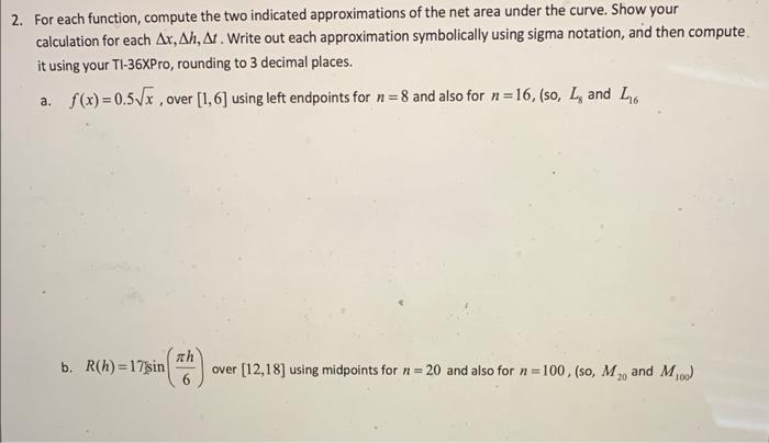 Solved 1. For each curve, draw the rectangles representing | Chegg.com