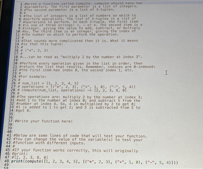 Solved Write a function called compute. compute should have | Chegg.com