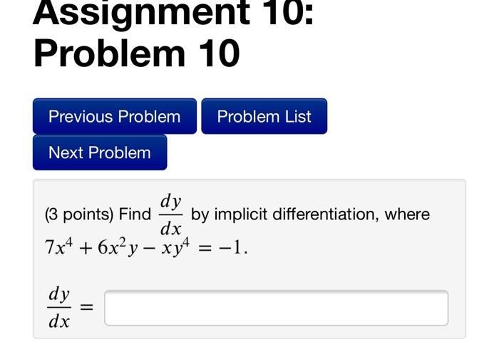Solved Assignment 10: Problem 10 Problem List Previous | Chegg.com