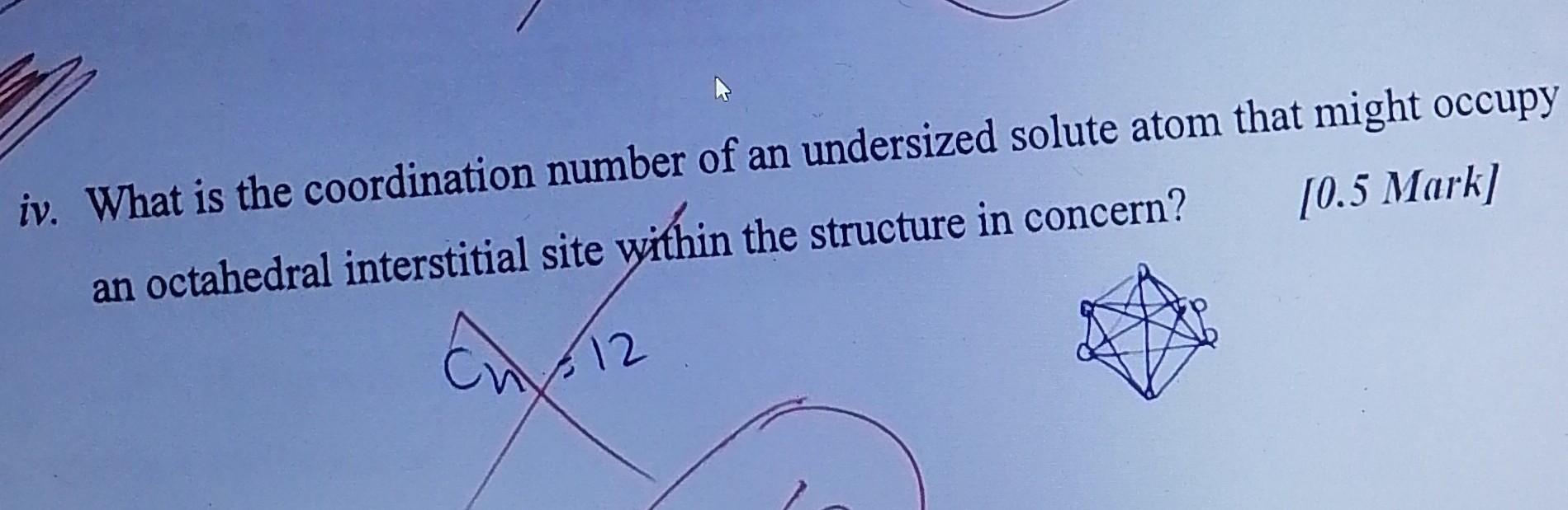 Solved iv. What is the coordination number of an undersized | Chegg.com