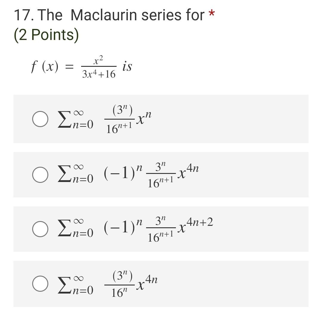 17 The Maclaurin Series For 2 Points F X X2 Chegg Com