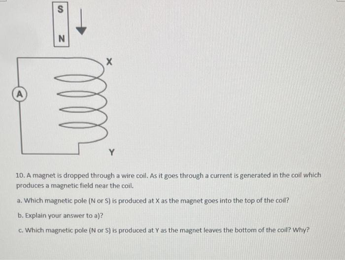 Solved 10. A is dropped through a wire coil. As it