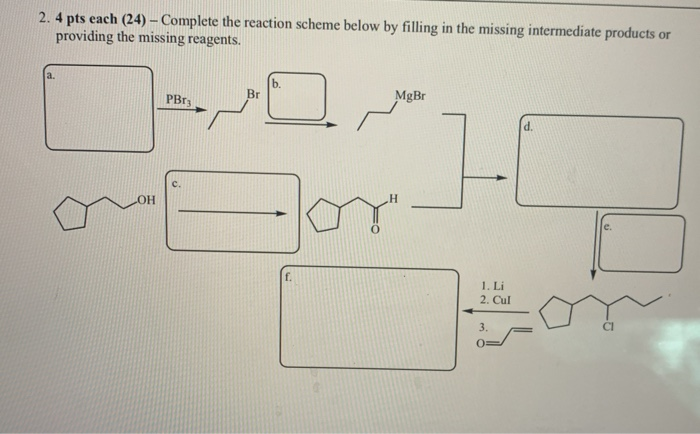 Solved 2. 4 pts each (24) - Complete the reaction scheme | Chegg.com