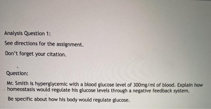 Solved Analysis Question 1 See Directions For The Chegg Com