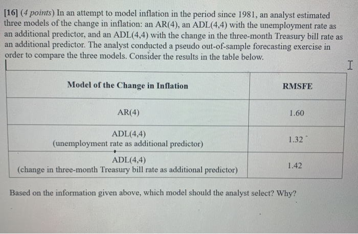 Solved [16] (4 points) In an attempt to model inflation in | Chegg.com