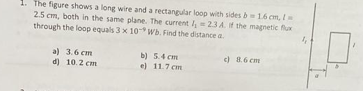 Solved 1. The figure shows a long wire and a rectangular | Chegg.com