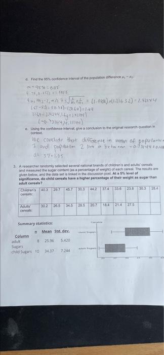 Solved Find the 95% confidence interval of the population | Chegg.com