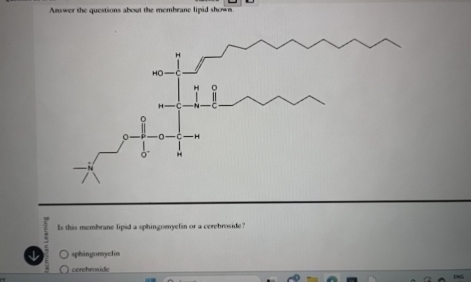 Solved Answer the questions ahout the membrane lipid | Chegg.com