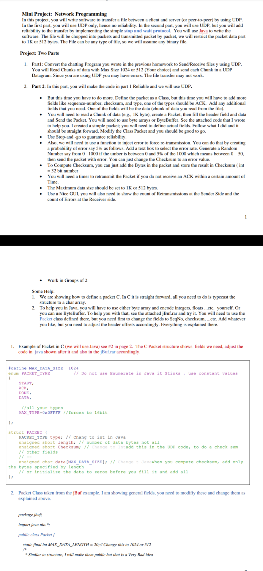 Solved Mini Project: Network Programming In this project, | Chegg.com