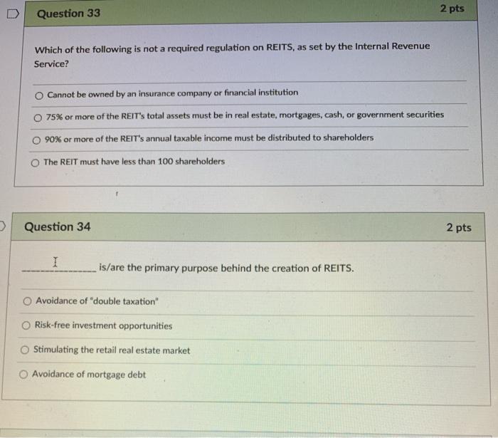 Solved Question 33 2 pts Which of the following is not a | Chegg.com