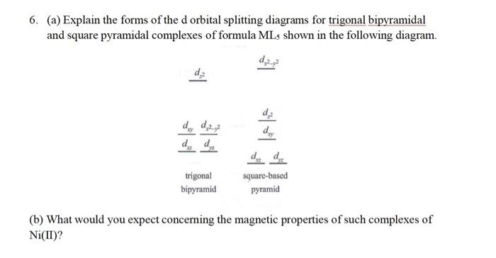 Solved 6 A Explain The Forms Of The D Orbital Splitting