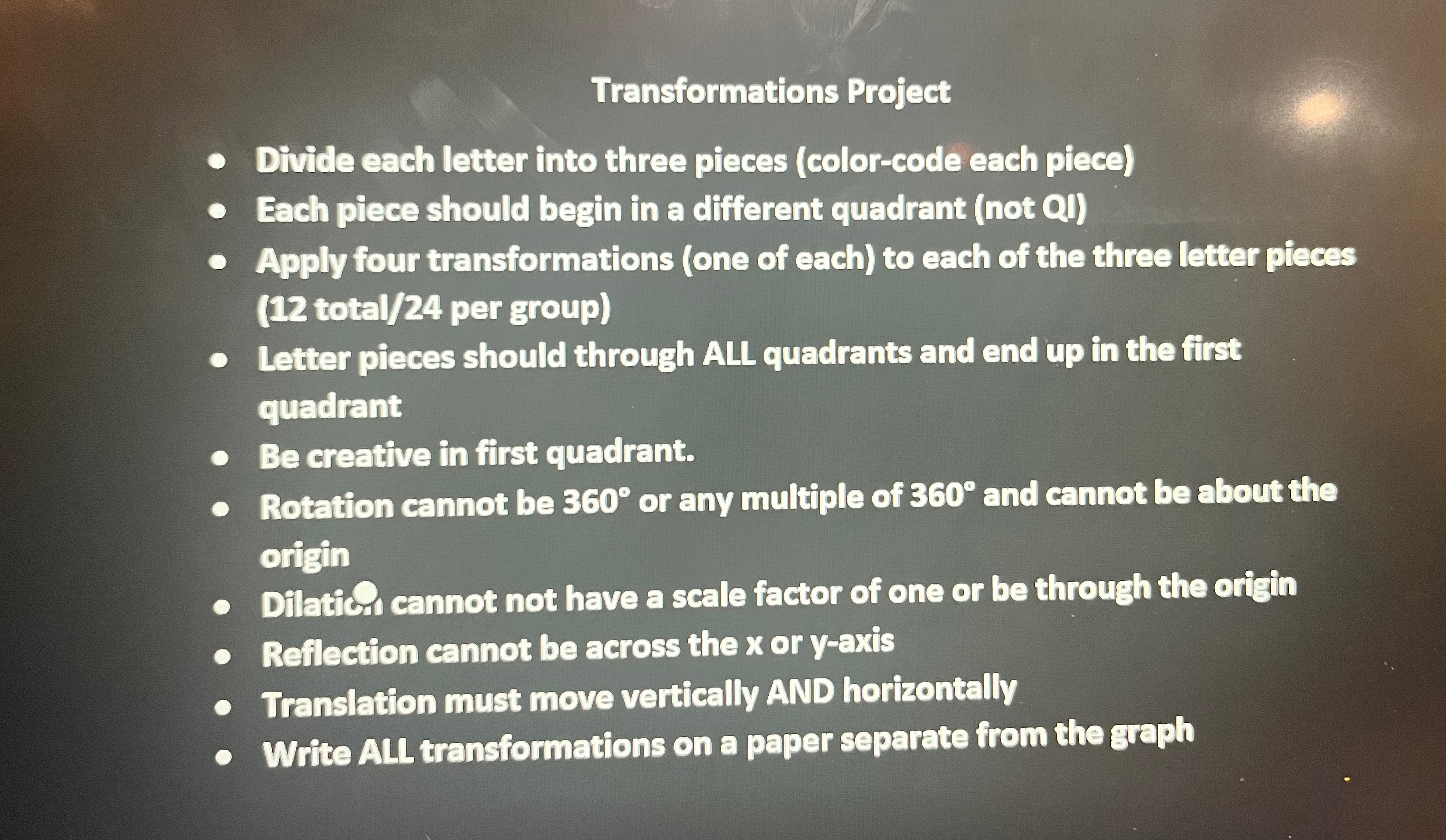 Solved Transformations ProjectDivide each letter into three | Chegg.com