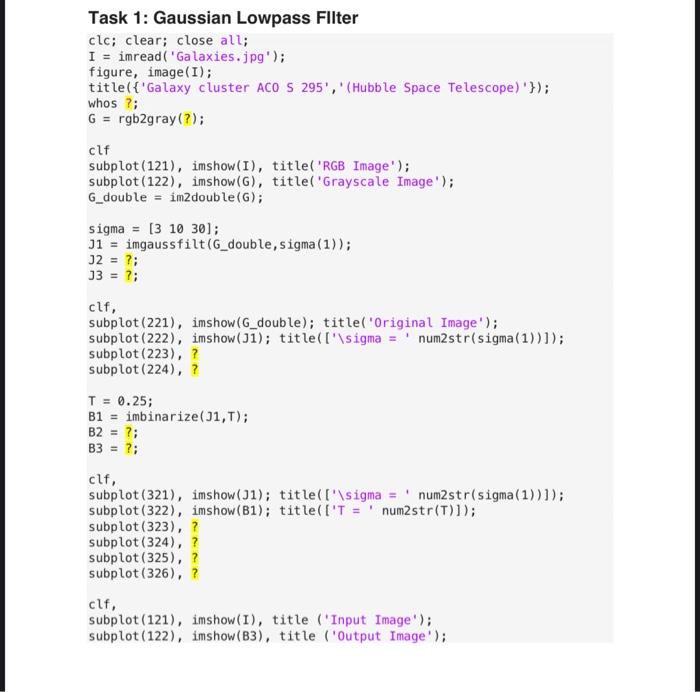 Solved Task 1 Lowpass Filtering And Thresholding Given The Chegg