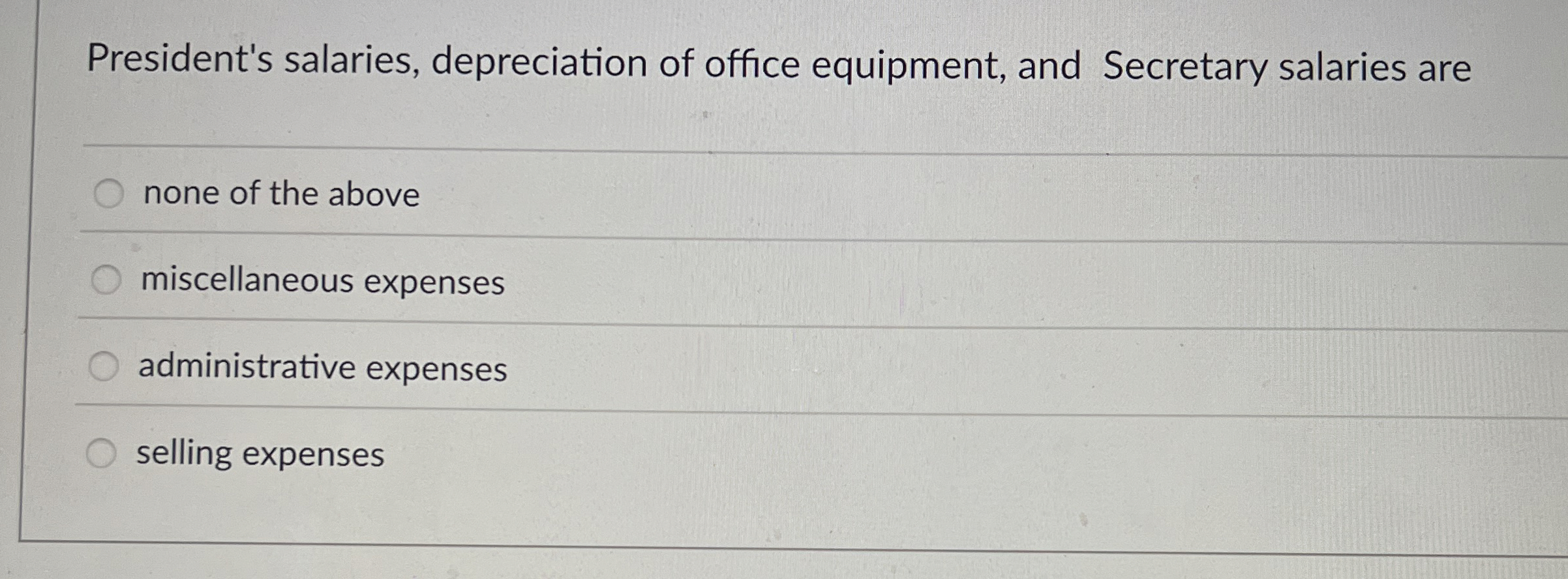 Solved President's salaries, depreciation of office