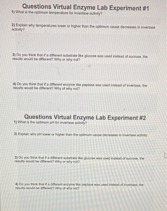 Solved Questions Virtual Enzyme Lab Experiment 1 1) What is