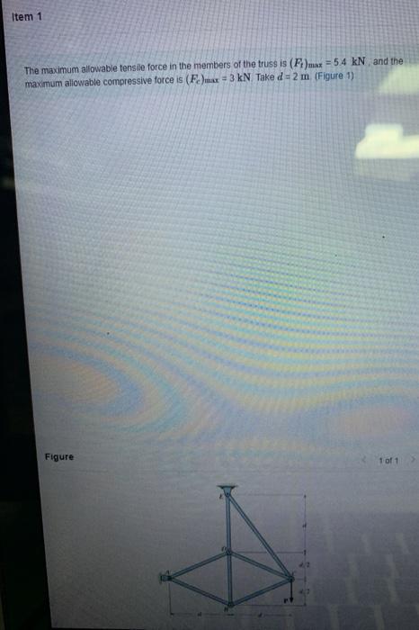 Solved Item 1 The maximum allowable tensile force in the | Chegg.com