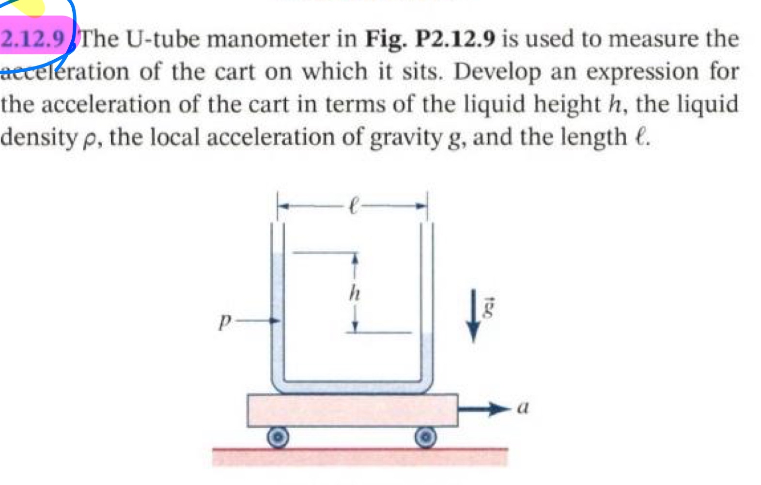 Solved 2.12.9 ﻿The U-tube manometer in Fig. P2.12.9 ﻿is used | Chegg.com