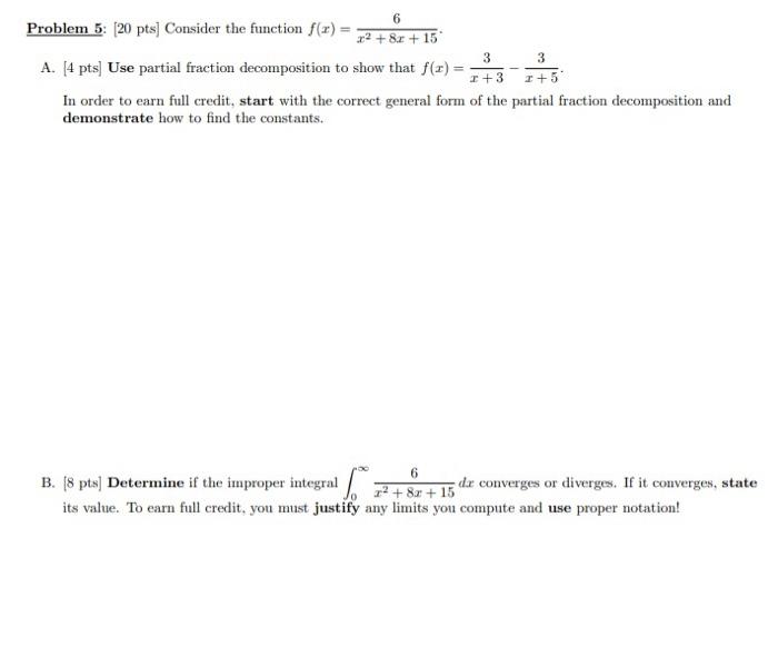 Solved 3 3 6 Problem 5: (20 pts) Consider the function f(x) | Chegg.com