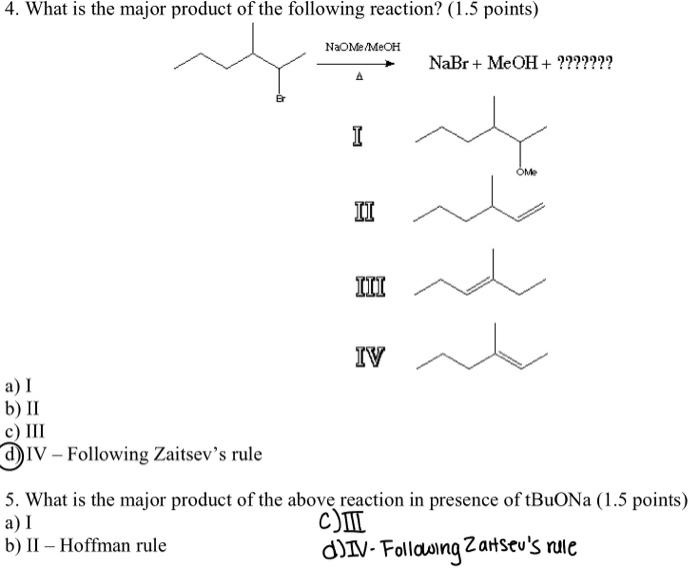 Solved 2) When An Elimination Reaction Gives The Less | Chegg.com