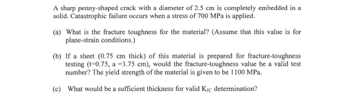 Solved A sharp penny-shaped crack with a diameter of 2.5 cm | Chegg.com