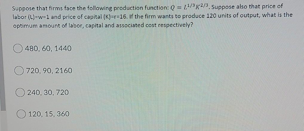 Solved Suppose that firms face the following production | Chegg.com