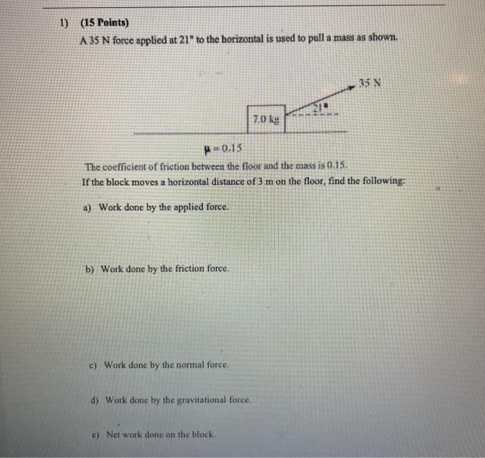 Solved 1) (15 Points) A 35 N force applied at 21" to the | Chegg.com
