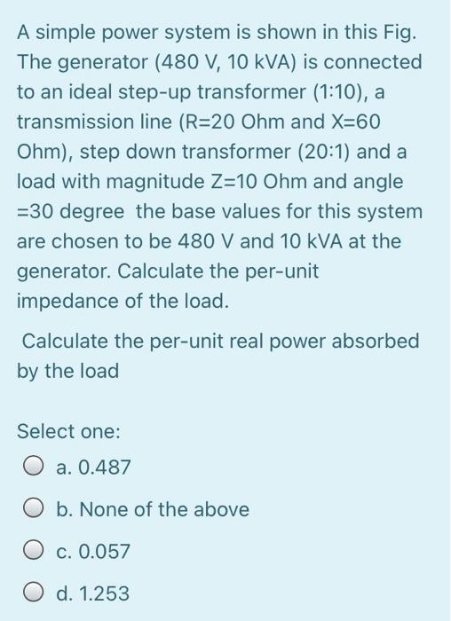 Solved A simple power system is shown in this Fig. The | Chegg.com