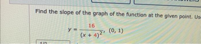 Solved Find the slope of the graph of the function at the | Chegg.com