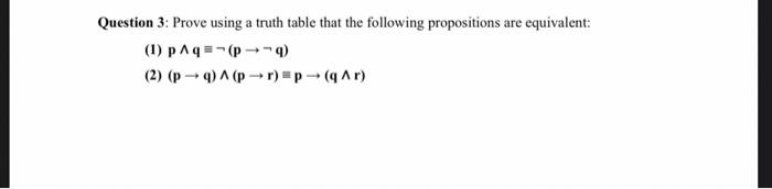Solved Question 3: Prove using a truth table that the | Chegg.com