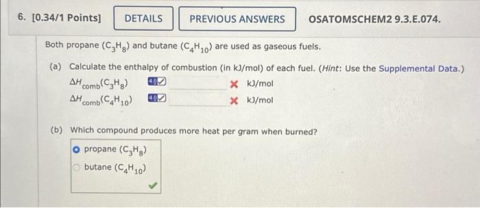 Solved Both Propane C3h8 And Butane C4h10 Are Used As 6911