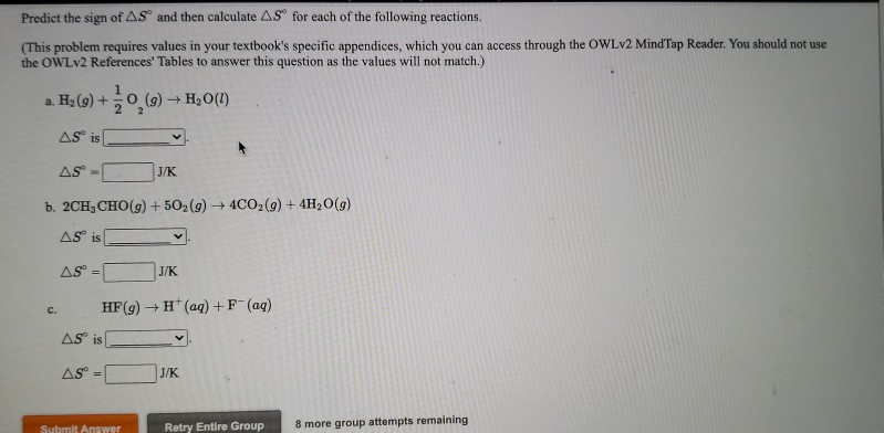 Solved Predict The Sign Of As And Then Calculate As For E Chegg Com