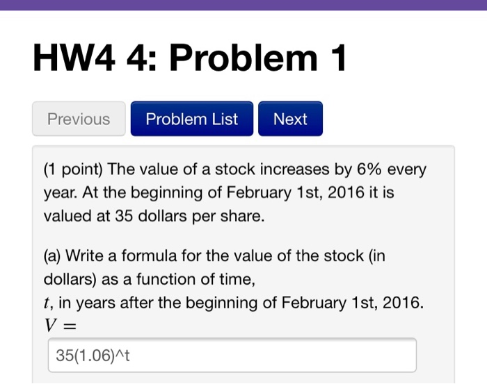 Solved HW4 4: Problem 1 Previous Problem List Next (1 point) | Chegg.com