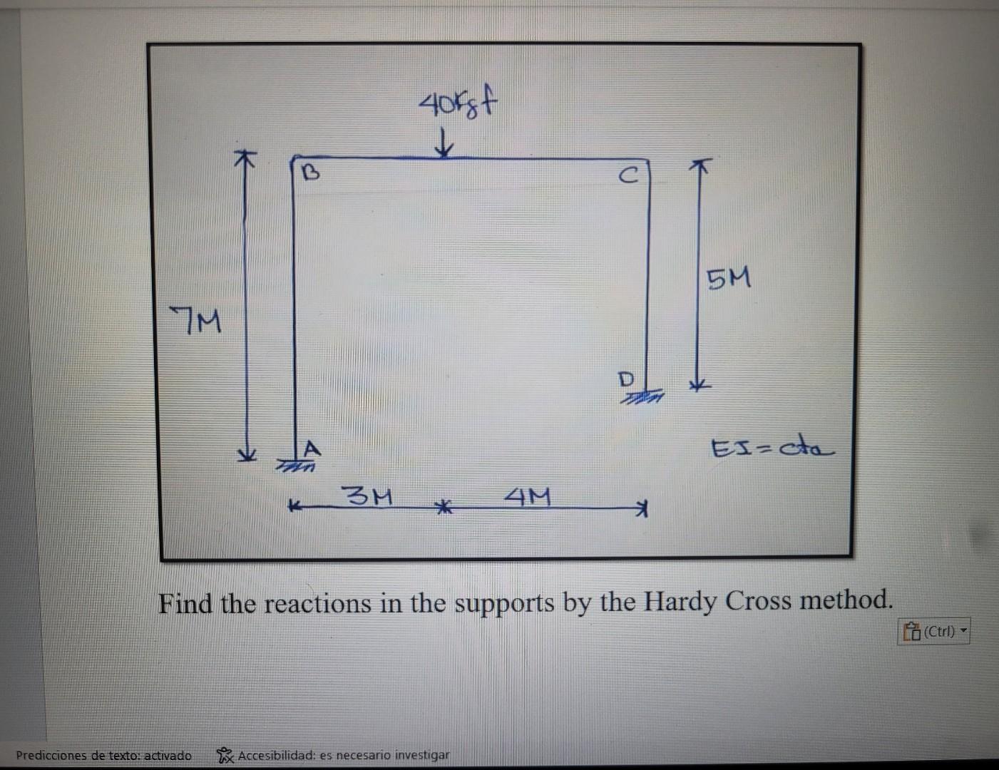 Find the reactions in the supports by the Hardy Cross method.