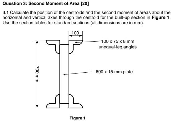 Solved Question 3: Second Moment of Area [20] 3.1 Calculate | Chegg.com