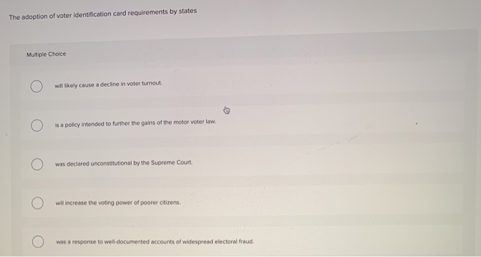 The adoption of voter identification card | Chegg.com