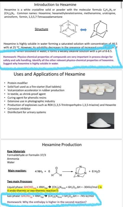 Solved Introduction To Hexamine Hexamine Is A White Chegg Com   Image