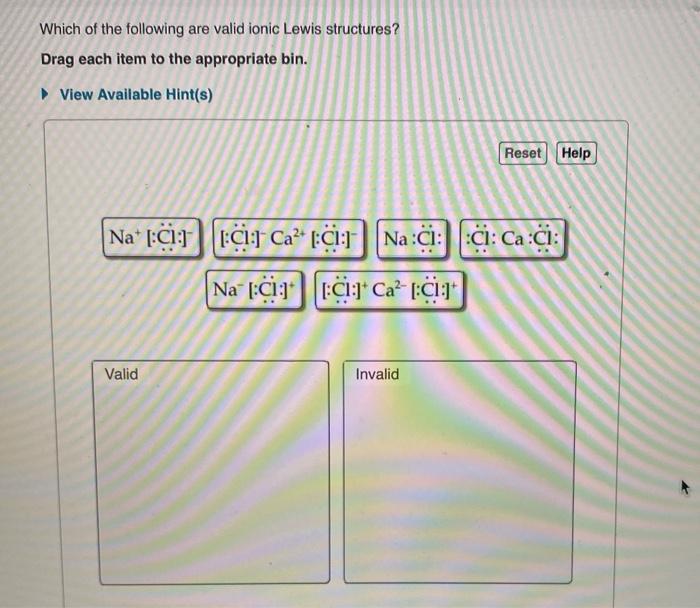 Which Of The Following Are Valid Ionic Lewis Chegg 