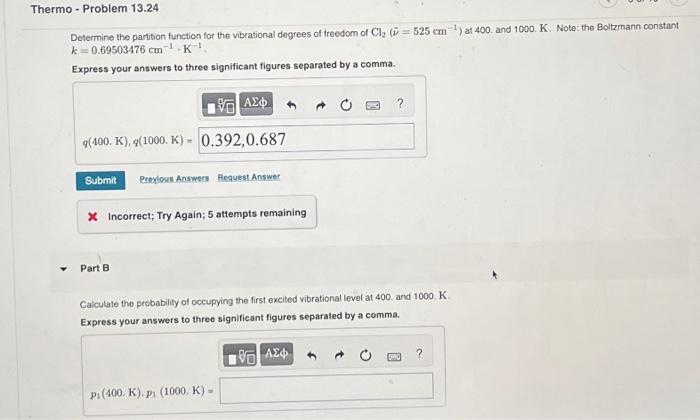 Solved Determine the partition function for the vibrational | Chegg.com