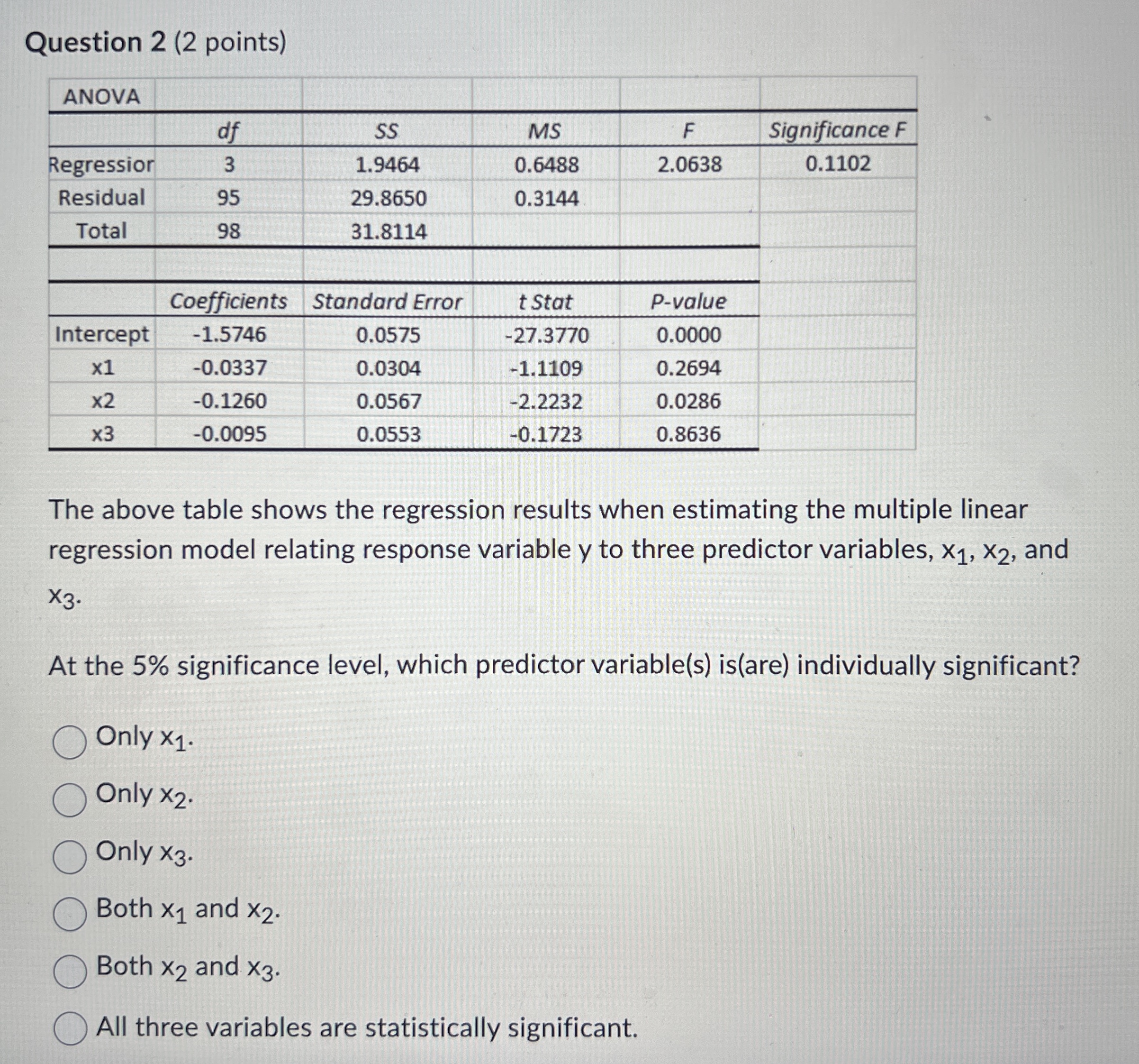 Question 2 (2 