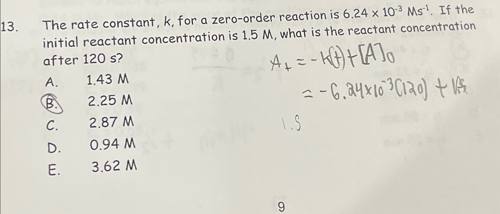 Solved The rate constant, k, ﻿for a zeroorder reaction is