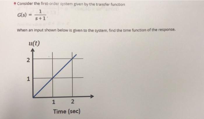 Solved Consider the first-order system given by the transfer | Chegg.com